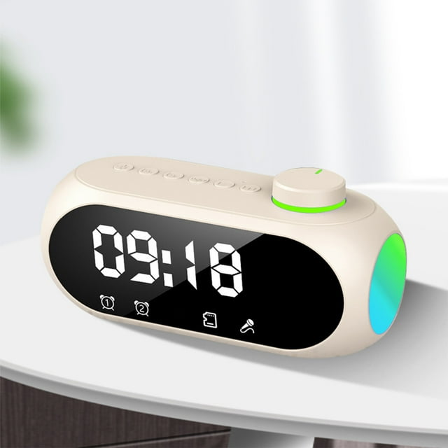 Bluetooth Speaker Bluetooth 5.0 Portable Heavy HiFi Sound Quality Stereo Surround Sound Built-in LED Color Lights Alarm Clock Function FM Radio Function