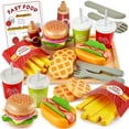 thumbnail image 1 of Set de juego de comida rápida de madera Buyger Pretend Toys para más de 3 años, 1 of 7
