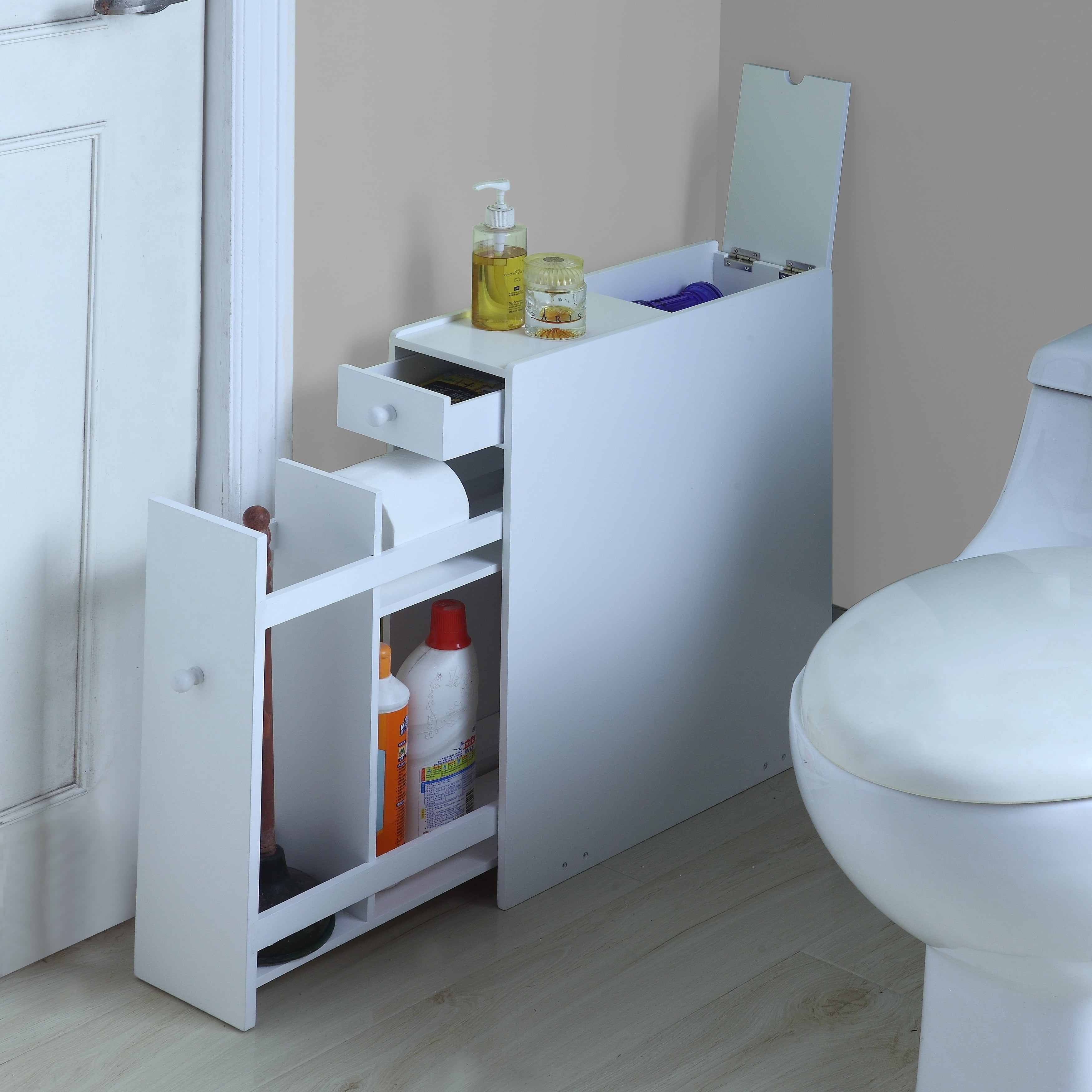 Proman Products Modern Durable Freestanding Bathroom Floor Cabinet, Black