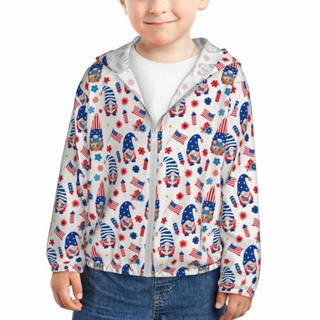 

Ocsxa 4th Of July Print Kids Active Zipper Sun Protection Jacket Boys Girls Hooded Cooling Shirt-3 Years
