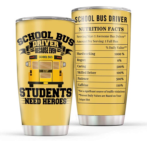 School Bus Driver Gifts Tumbler Cup with Lid and Straw School Bus Driver Appreciation Birthday Gifts 20 oz Double Wall Vacuum Insulated Stainless Steel Travel Coffee Tumbler Mug