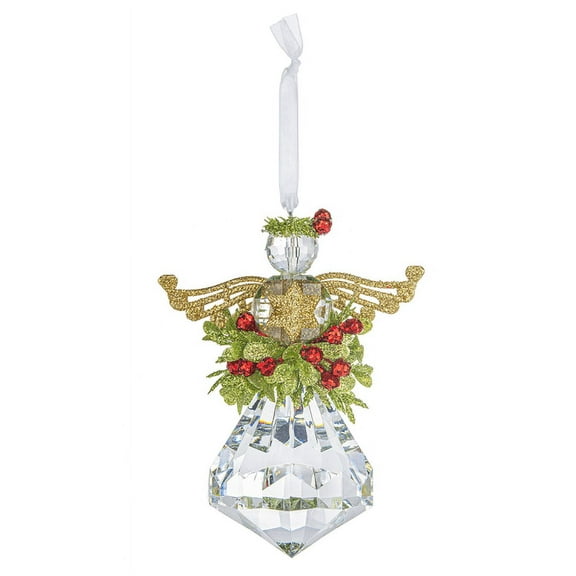 Kissing Krystals GOLDEN STAR ANGEL Mistletoe Christmas Ornament by Ganz