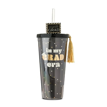 Graduation Black and Gold In My Grad Era Tumbler with Straw, 22 oz, by Way To Celebrate