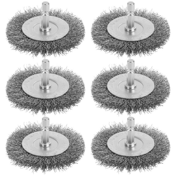 AEVXKHI 6PCS 3 inch Wire Wheel Brush, Carbon Steel Drill Wire Brush, Wear Resistant Wire Cup Brush with 1/4 inch Hex Shank, Efficient Cleaning Wire Wheel Cleaning Brush for Metal Cleaning