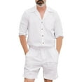 thumbnail image 4 of Men Short Sleeve Solid Coverall One Piece Jumpsuits Pants Trouser Romper M-XXXXL, 4 of 5