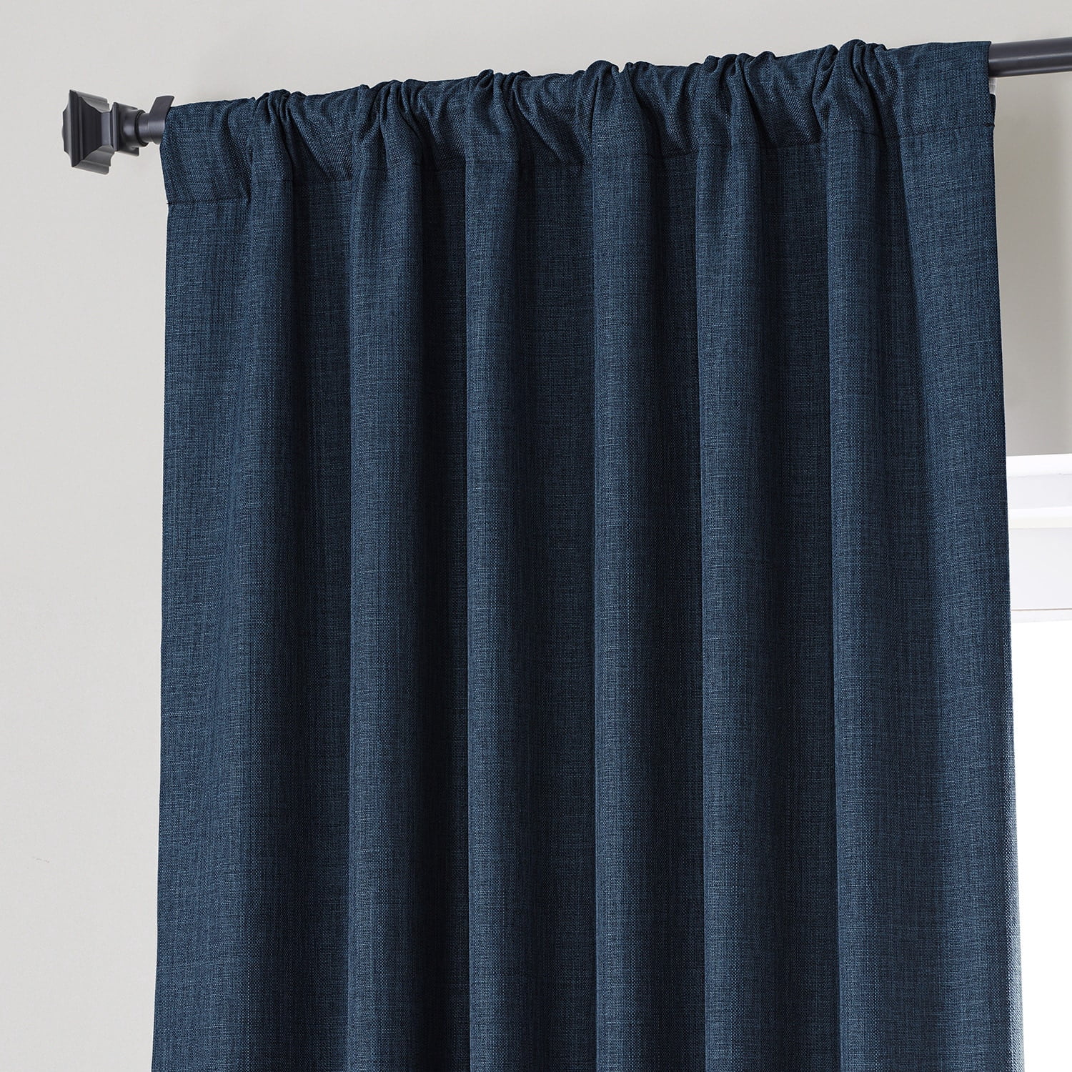 Signature Voyager Blue Faux Linen Blackout Curtain (1 Panel), Voyager Blue, 50W X 108L