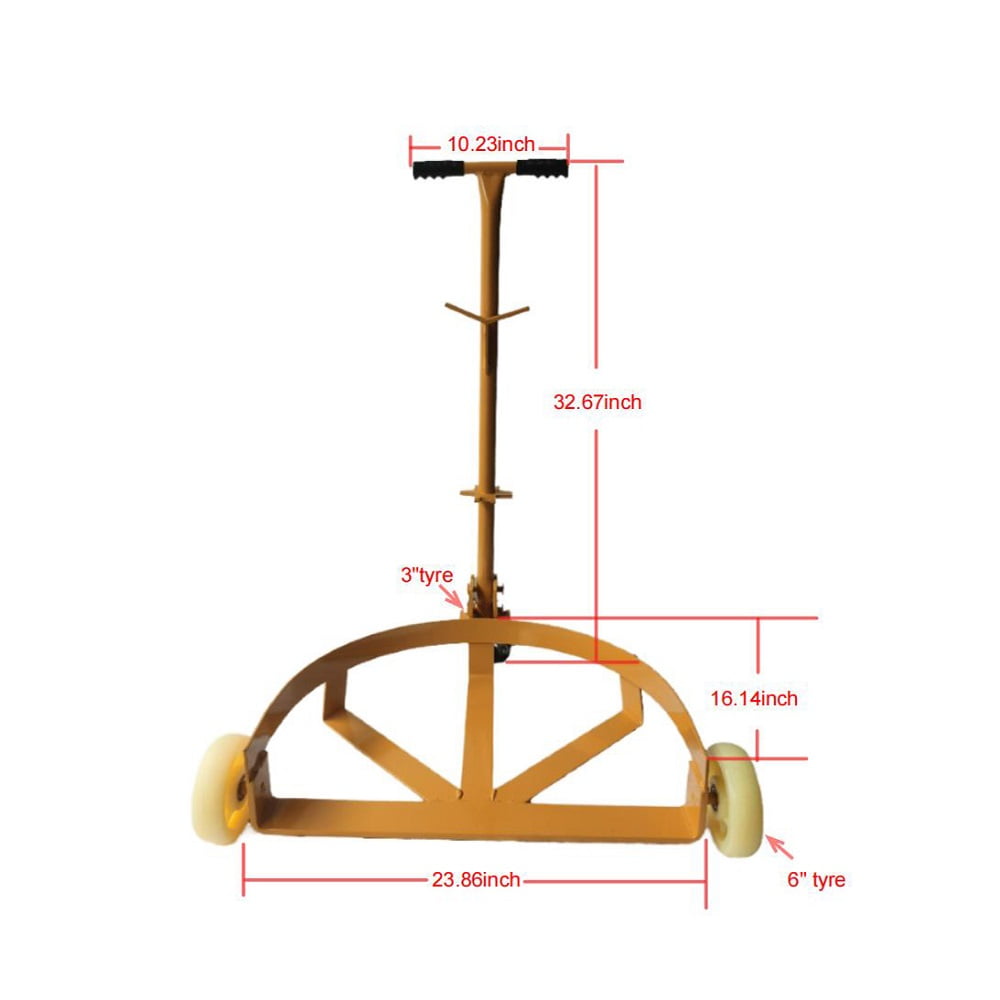YDSM 55 Gallon Drum Dolly, 1200lbs capacity, with 2 fixed PU Wheels and 1 swivel wheel - Low Profile Steel Oil Drum Caddy Oil Barrel Drum Roller Hand Cart