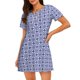 thumbnail image 1 of Easygdp Blue And White Porcelain Chinaware Camisón de manga corta para mujer, informal, estampado, 1 of 6