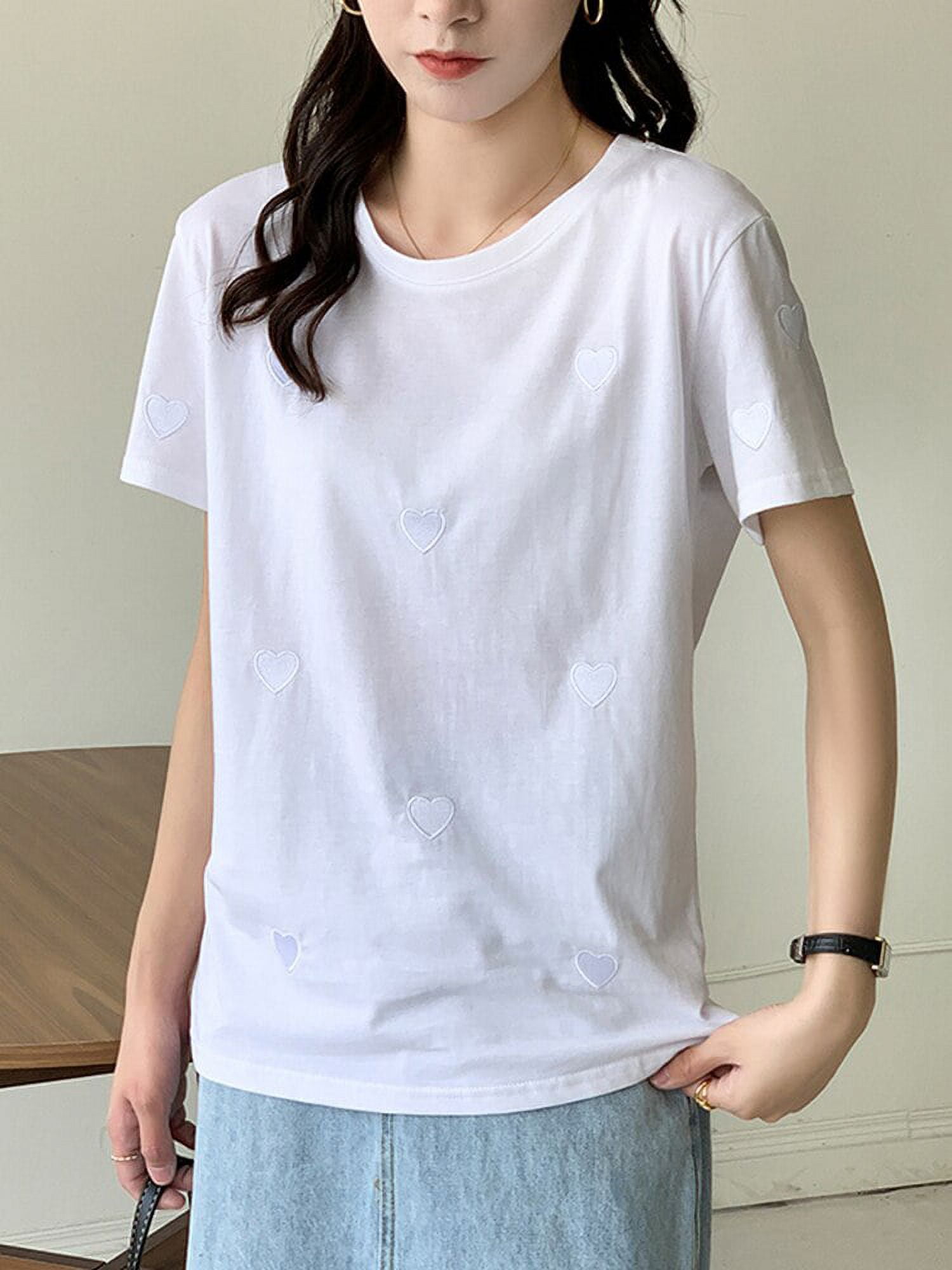 PIKADINGNIS Camisa Feminina V-Neck T Shirt Women Tops Short Sleeve T-Shirt  Female Cotton Tshirt Tees Korean Clothes Poleras Mujer