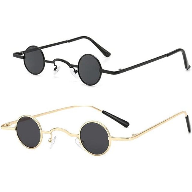 2 uds gafas de sol Hippie polarizadas redondas Vintage gafas de sol de círculo pequeño Steampunk se pueden adaptar a la mayoría de las formas de cara