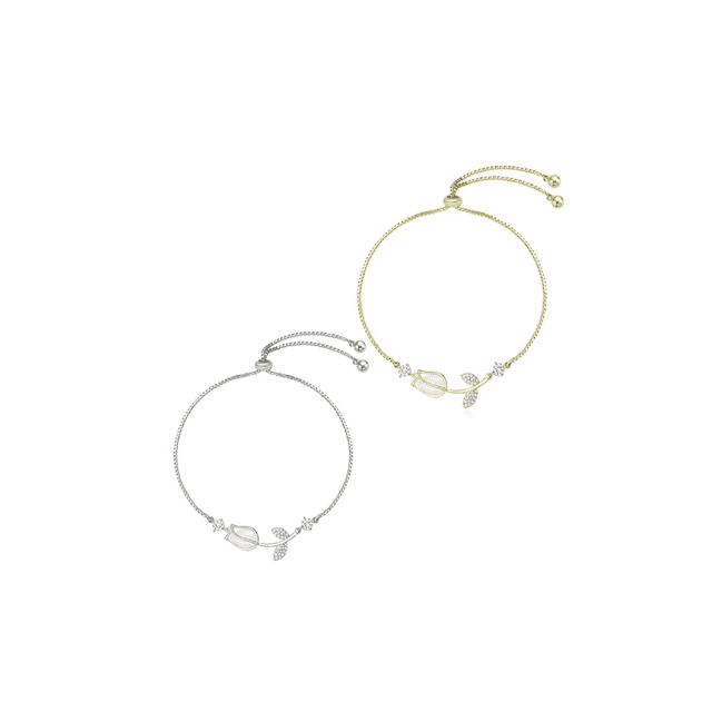 Pulsera Para Dama Hermoso Tulipán Sofisticado Y Elegante 2 pzs color Oro