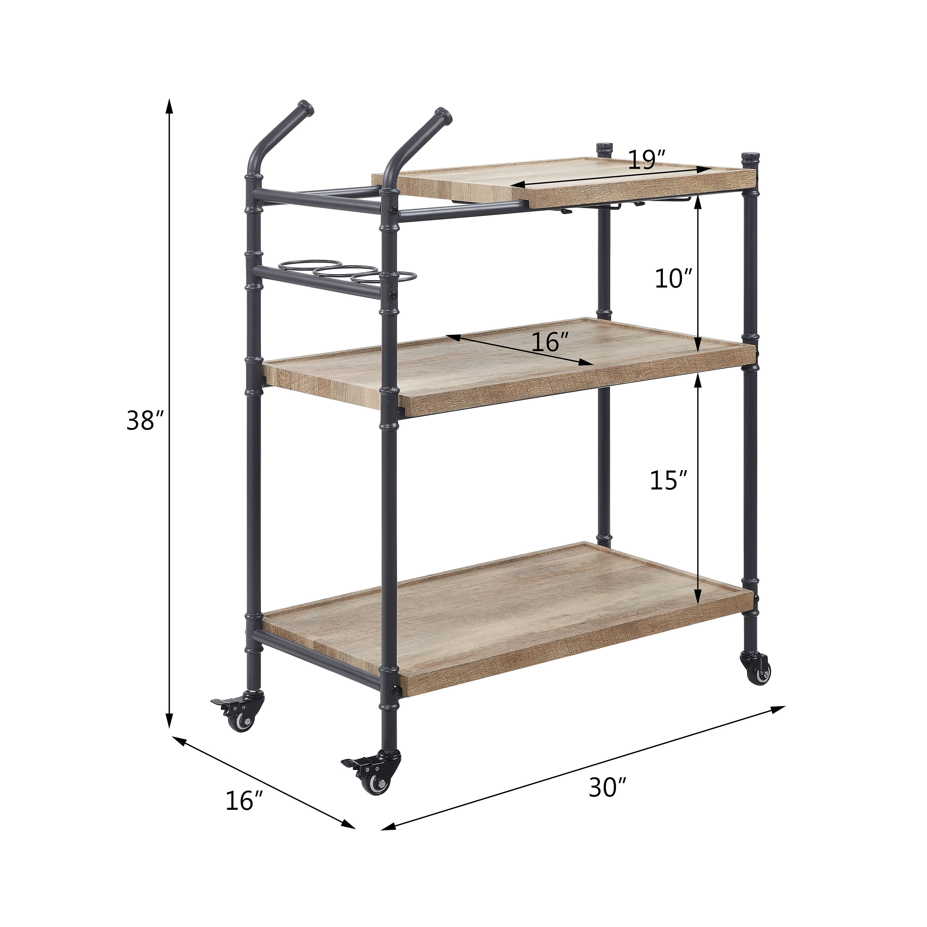 Serving Cart Oak & Sandy Black Finish