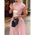 thumbnail image 3 of Jaimenalin Women'S Polka Dots Maxi Tank Dress Vintage Mock Neck Sleeveless Elegant Long Dresses Pink XS, 3 of 8