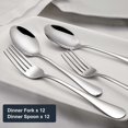 thumbnail image 3 of 24-piece Forks and Spoons Silverware Set, Food Grade Stainless Steel Flatware, 3 of 4