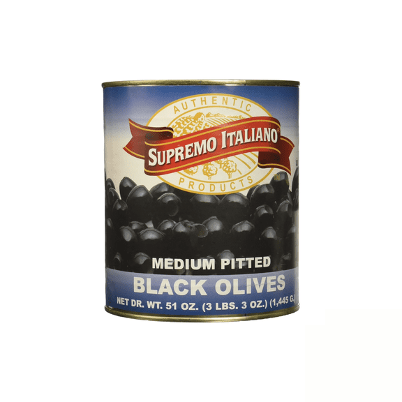 Supremo Italiano Medium Pitted Black Olives 51 oz Bulk Canned Olives