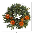 thumbnail image 2 of 23in. Mixed Greens and Zinnia Artificial Wreath, 2 of 2
