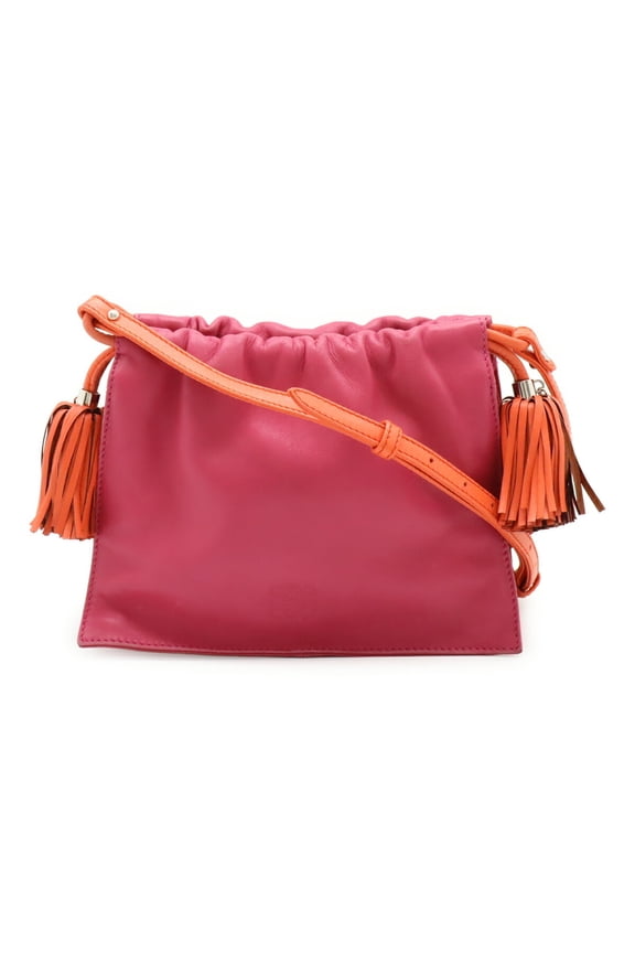 Pre-Owned LOEWE Flamenco Anagram Mini Shoulder Bag Pochette Leather Fuchsia Pink... (Good)