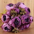 thumbnail image 3 of Ramo de flores de seda de peonía artificial vintage púrpura brillar Juguete, 3 of 4