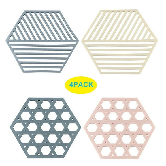 GIXUSIL Set of 4 Trivet Mat Expandable Hot Pot Holder for Home Kitchen Heat Resistant Insulated Hot Pads Coasters Table Dish Mat Tableware Placemat for Hot Pans Bowls