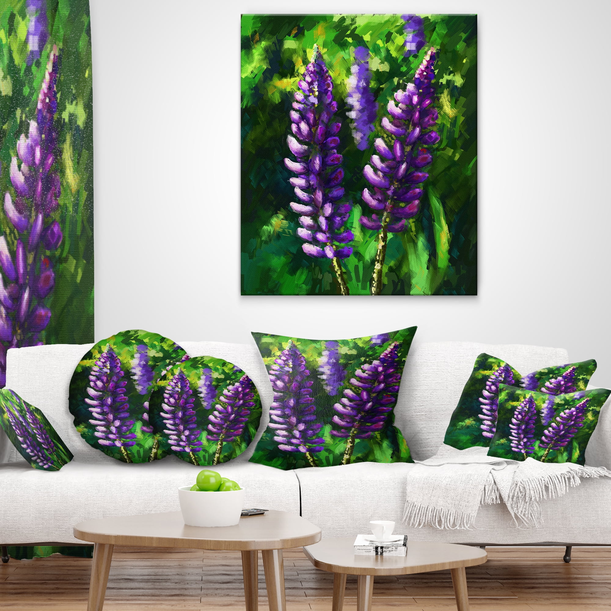 Designart Lupin Flowers - Floral Throw Pillow - 18x18