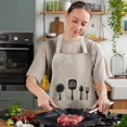 thumbnail image 5 of Fashionable And Cute Cooking Apron Decorated With Kitchen Utensil Graphics And "Cooking" Text, Dirt Resistant For Kitchen Cooking Baking And Clean-Up Tasks, Unisex Adjustable, 5 of 6