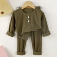 thumbnail image 6 of Toddler Boys Girls Ribbed Knit 2 Piece Outfit, Crew Neck Long Sleeve Top and Pants, Soft Loungewear Sleepwear Set for Daily Play and Vacation | Akmoler,Army Green 0-1Years, 6 of 6