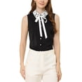 thumbnail image 5 of INSPIRE CHIC INSPIRE CHIC Women's Button Down Shirts Office Bow Tie Turndown Collar Sleeveless Shirts Black S, 5 of 6