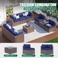 thumbnail image 3 of Clouddwell 10 Piece Patio Furniture Set Wicker Rattan Patio Conversation Set Outdoor Sectional Sofa Set with Coffee Table and Blue Cushions(Waterproof Cover Included), 3 of 6
