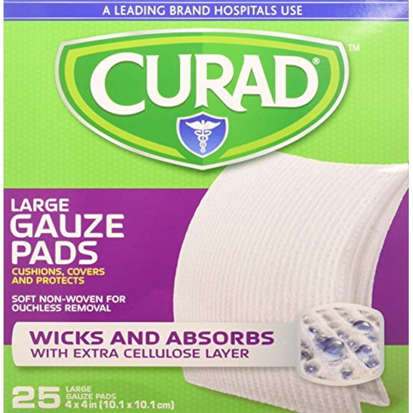 Curad Pro-Gauze Sterile Pads, 4" x, 4", 25 Count (Packaging May Vary)