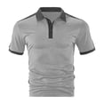 thumbnail image 3 of Men’s Polo Shirts Short Sleeve Quarter Button Up Tee Shirt Loose Fit Light Gray Mens Fashion Shirts, 3 of 4
