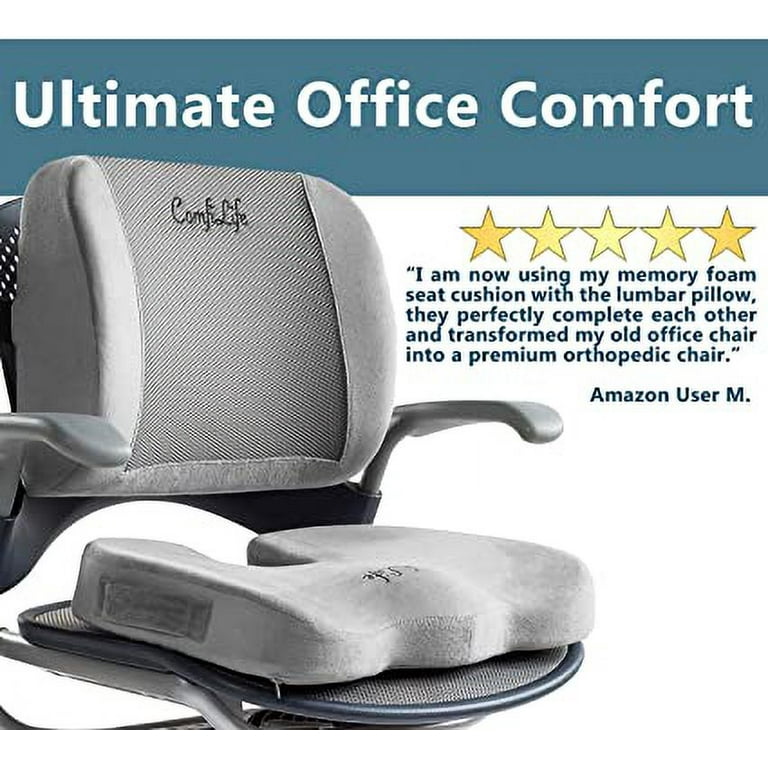 ComfiLife Gel Enhanced Seat Cushion - Non-Slip Orthopedic Gel & Memory Foam Coccyx  Cushion for Tailbone Pain - Office Chair Car Seat Cushion - Sciatica & Back  Pain Relief (Black) 