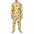 thumbnail image 3 of Salouo European-style Pattern Sunflower A Print Button-Front Long Sleeve Pajama Set for Men, Soft 2Pjs Men's Long Sleeve Sleepwear-XX-Large, 3 of 7