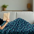 thumbnail image 3 of Botanical Soft Flannel Fleece Throw Blanket, Exotic Pattern of Banana Leaves and Tiny Tropic Flowers, Cozy Plush for Indoor and Outdoor Use, 50" x 70", Dark Teal Teal, by Ambesonne, 3 of 5