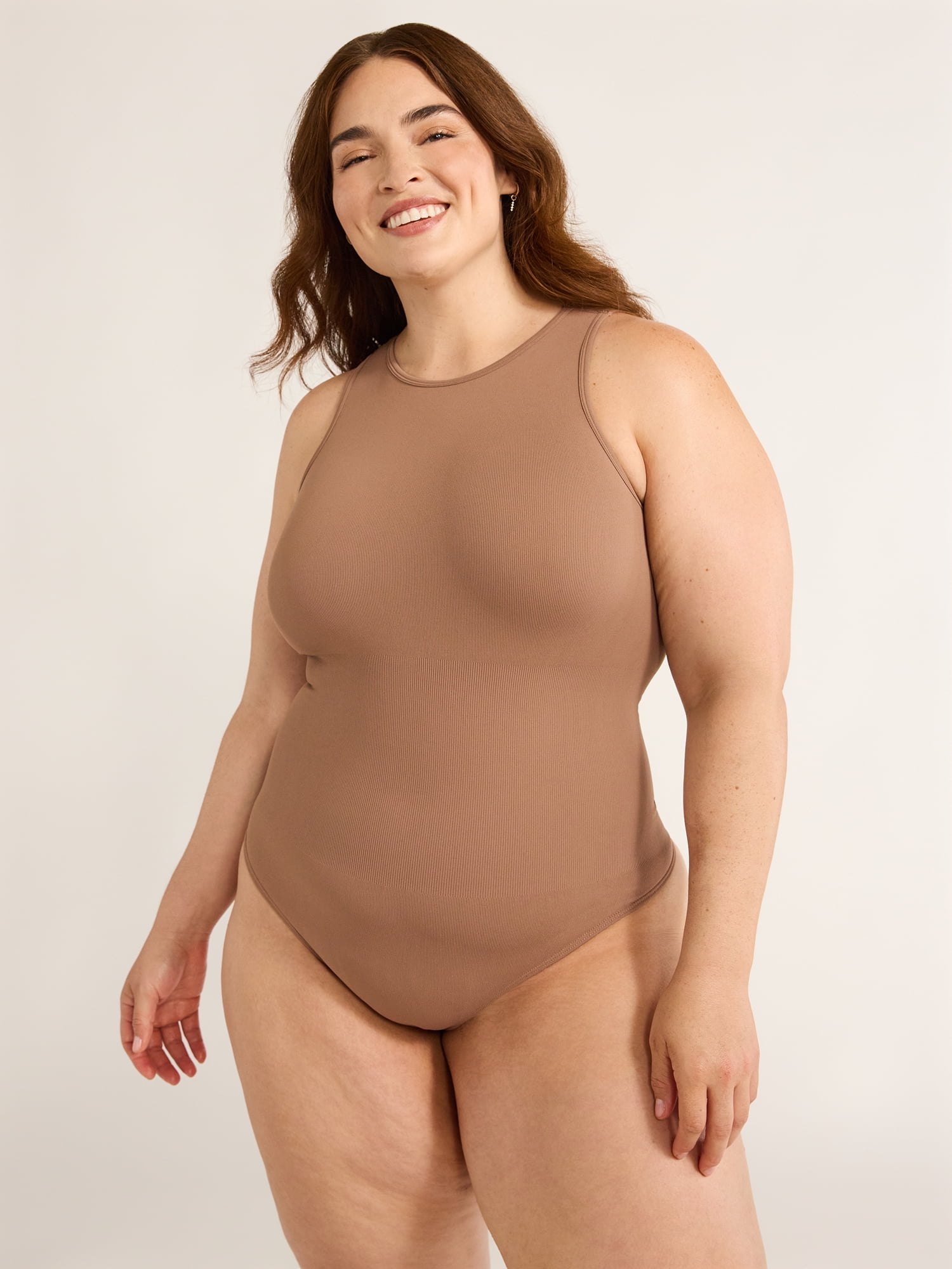 Joyspun Women's Seamless Slimming High Neck Bodysuit, 2-Pack, Sizes XS-XXXL