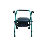 Medical Walker Adjustable Foldable Rollator Senior Fold Up Aluminum Tube With Seat Cushion & Wheels-Green