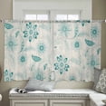 thumbnail image 4 of Teal Boho Semi Sheer Curtains 54 Inch Length 2 Panels Set, Vintage Pattern Ethnic Flower Tribal Leaf Sheer Kitchen Curtain Privacy Voile Window Curtain for Living Room Bedroom Rod Pocket Drapes, 4 of 7