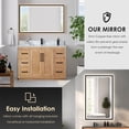 thumbnail image 6 of Anais 48" Wood Vanity in Light Brown with White Composite Stone Top with Mirror, 6 of 13