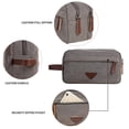 thumbnail image 3 of Neceser de viaje para hombre con compartimentos dobles, organizador de maquillaje cosmético de cuero de lona, ​​kits de afeitado Dopp - Gris, 3 of 5