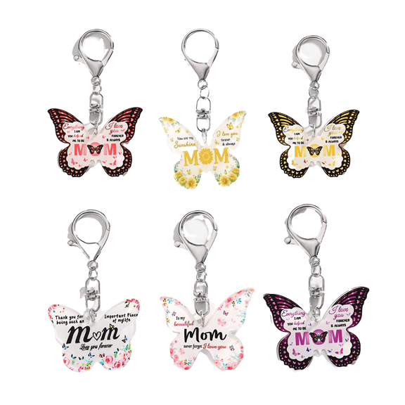 Yoyauz Daughter's Gift to Mom, Butterfly Keychain, Unique Birthday and Mother's Day Gift Idea, Best Mom Gift, Mom Keychain