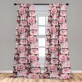thumbnail image 4 of Ambesonne Spring Curtains, Rose Nature Oil Painting, Pair of 28"x95", Dark Coral and Blue Grey, 4 of 5