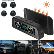 Wireless Solar TPMS LCD Car Tire Pressure Monitoring System 4 External Sensors
