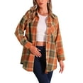 thumbnail image 2 of INSPIRE CHIC Women's Vintage Plaid Flannel Shirt Long Sleeve Button Turn Down Collar Blouses Tops Casual Cardigan L Orange, 2 of 6