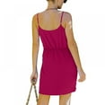 thumbnail image 2 of Robe Décontractée d'Été à Bretelles Spaghetti Sans Manches Ceinture Torsadée Mini Robe Unie Slim, 2 of 9
