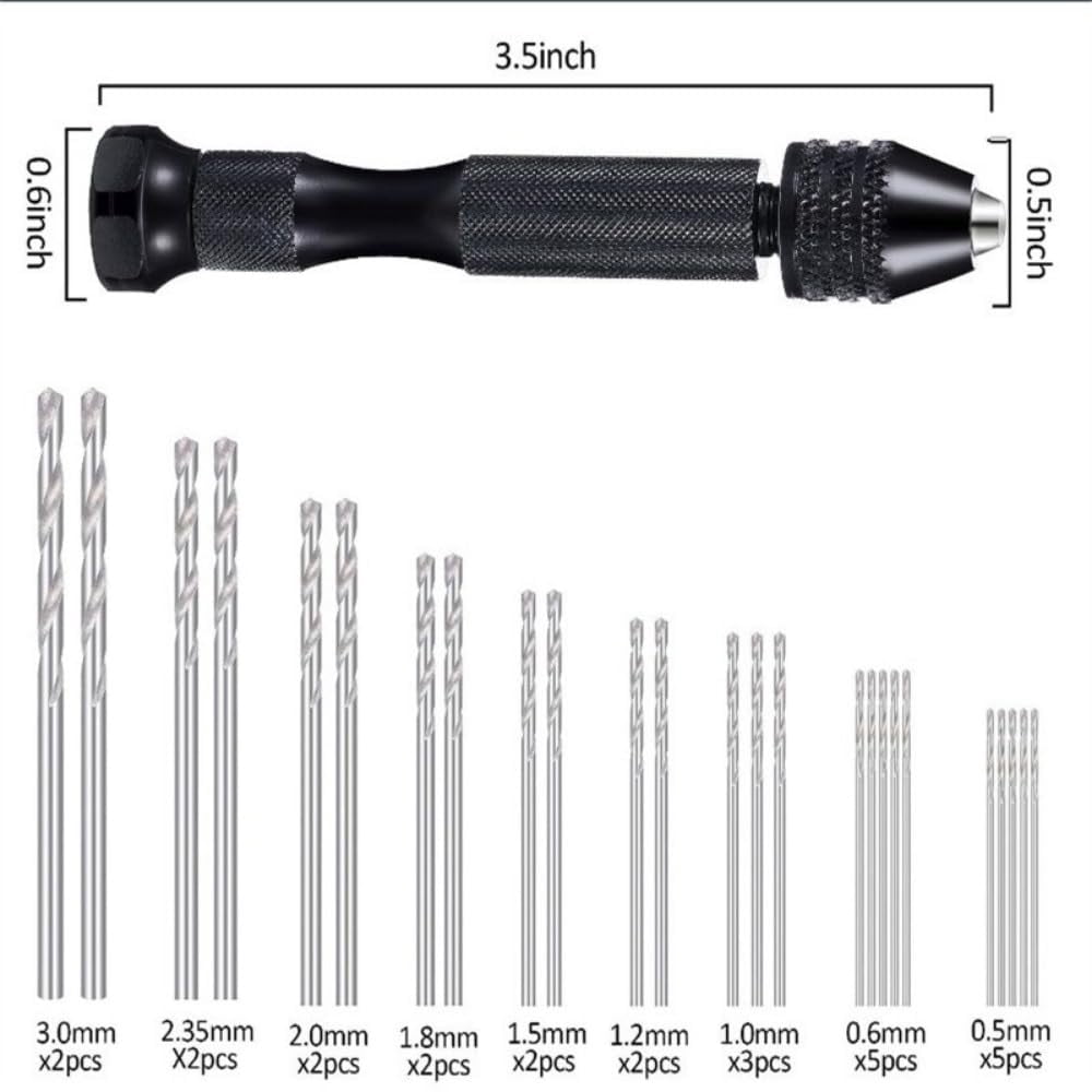 37-Piece Hand Drill Tool Set With Pin Vise Hand Drill Mini Twist Drill Bits Bench Vice For DIY Jewelry Making Craft Carving (0.3-1.2 MM)