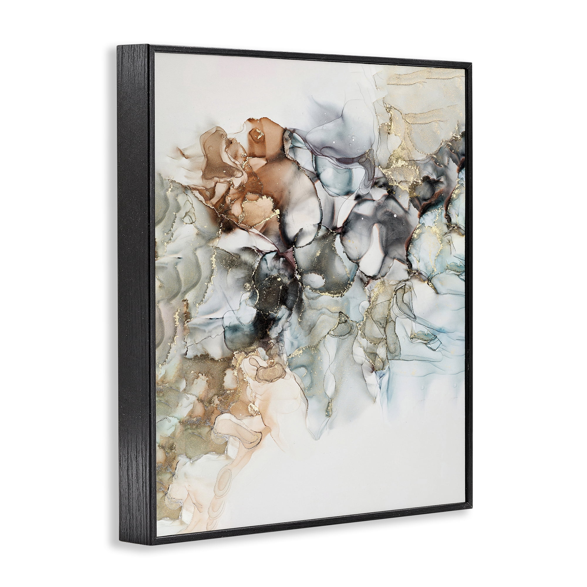 Stupell Industries Fluid Abstract Glam Detail Abstract Painting Black Framed Art Print Wall Art, 11 x 14