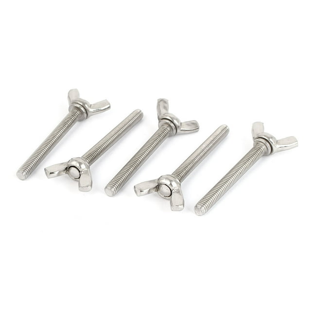 Unique Bargains 304 Stainless Steel Wing Bolt Butterfly Screw Fastener M6 x 50mm Thread 5pcs