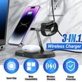 thumbnail image 6 of Audessy 3 in 1 Magnetic Wireless Charger Station for Smart Watch Air Pods iPhone 16-12 Series, with MagSafe and All Qi-Enabled Devices, Black, 6 of 9