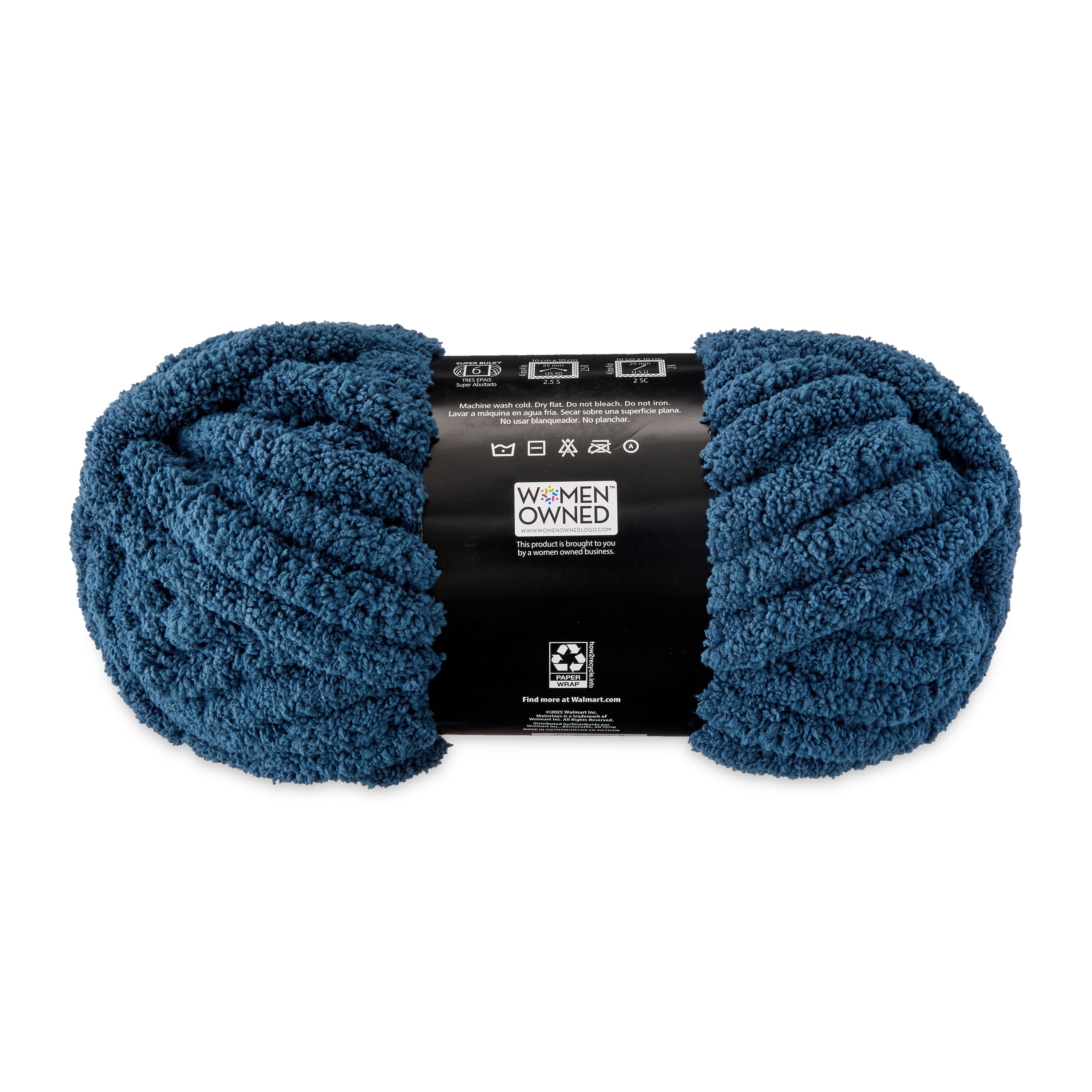 Mainstays Chunky Chenille Yarn, 31.7 yd, Orion Blue, 100% Polyester, Super Bulky