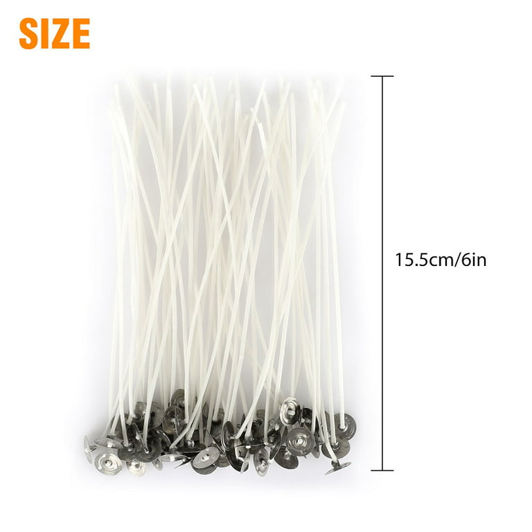Harnico 100 Pcs Cotton Candle Wicks for Candle Making 6 inch Wicks  Smokeless Candle Wick with Metal Base Clip with Wicks Stickers for Scented  Candle Butter Candles Soy Candles 