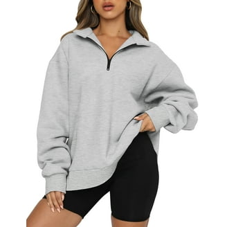 TOWED22 Womens Oversized Half Zip Sweatshirt Hoodie Quarter 1/4